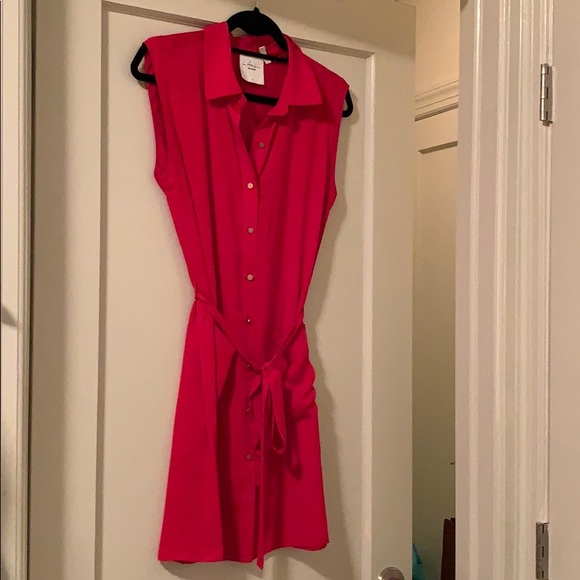 Red button down dress with tie - Picture 1 of 1